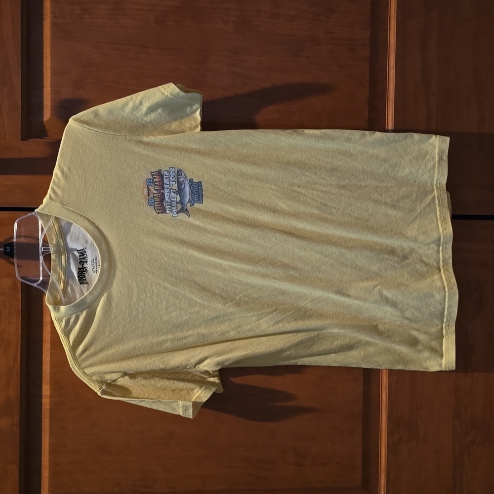 Small 2022 flora-bama mullet toss t-shirt yellow